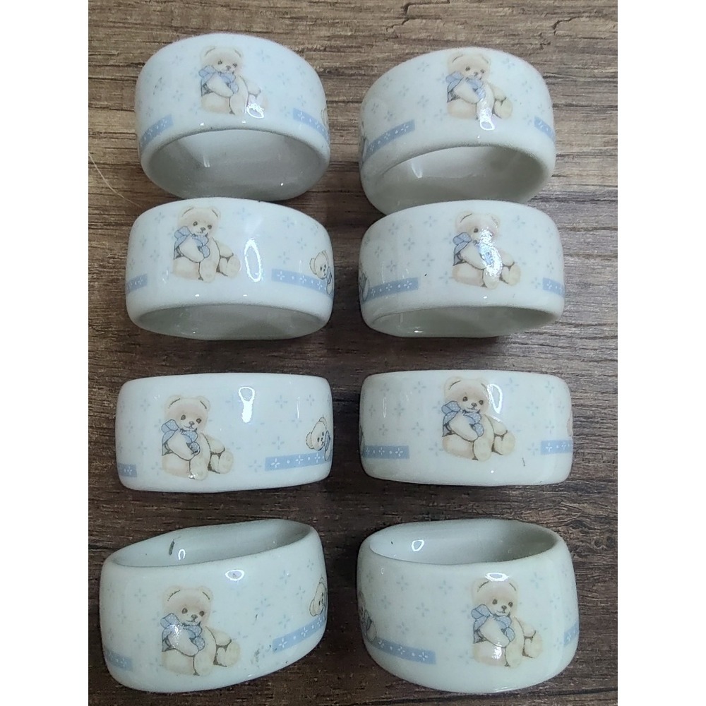 Set of 8 TIENSHAN Country Bear Napkin Rings